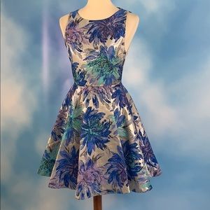 Alice + Olivia Metallic Floral Brocade Dress